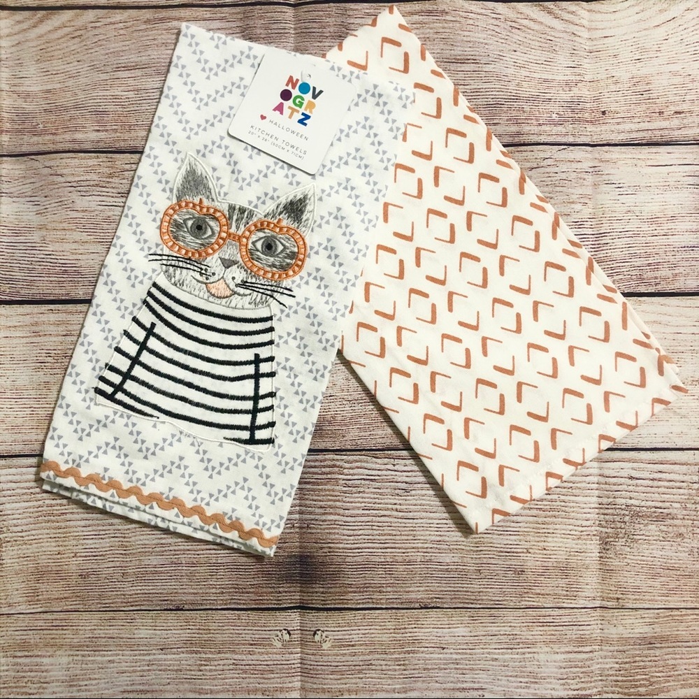 NWT Novogratz Halloween Cat Kitchen Towels